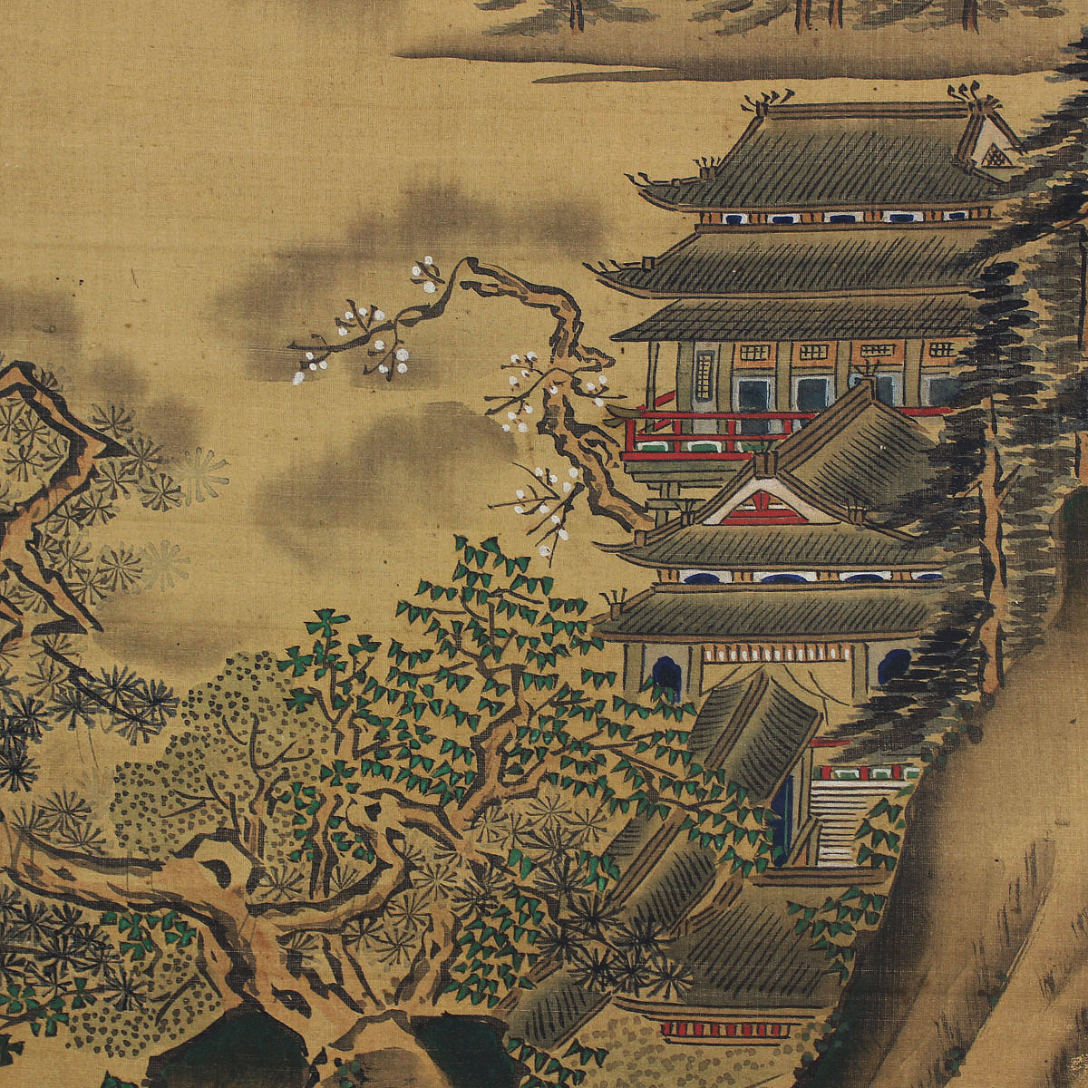 狩野常信 | 真作⁄狩野探幽⁄狩野常信⁄合作⁄福禄寿四季山水図⁄三幅対