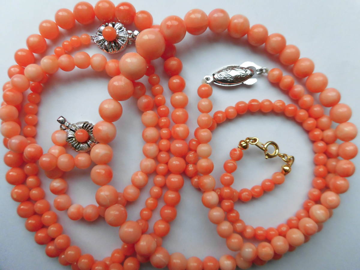 赤珊瑚 9玉 10◎ 珊瑚 SILVER GSILVER 刻印 ネックレス