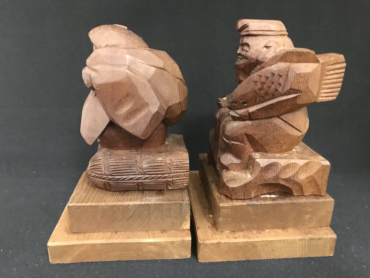 木彫 大黒様 恵比寿様 七福神 仏像 縁起物です O E 彫刻 オブジェクト Bapc Co Uk