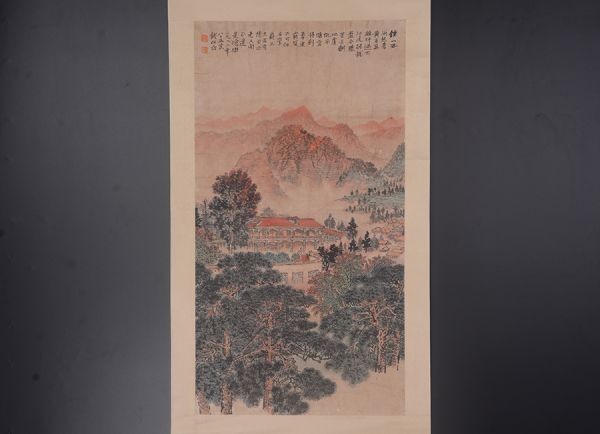 【肉筆】 【伝來】n1043〈錢松岩〉 山水図 中国画