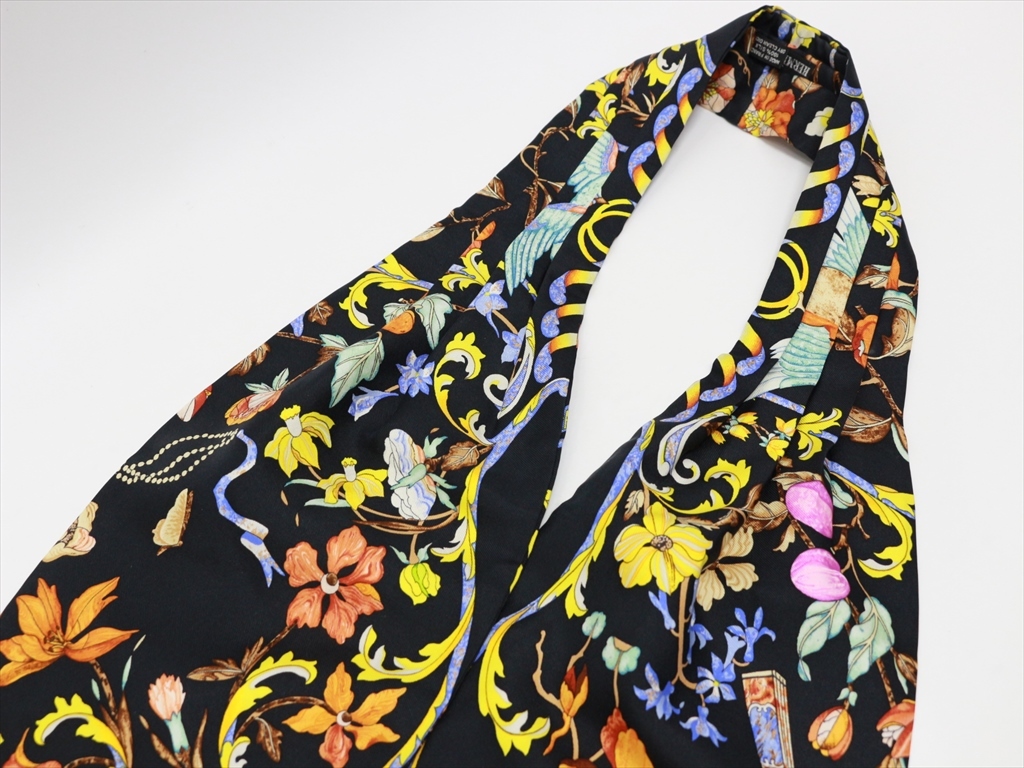 HERMES　シルク100% 花柄ストール ボックス付き 正規美品【エルメス】ストール スカーフ シルク100％ pierres d`or et