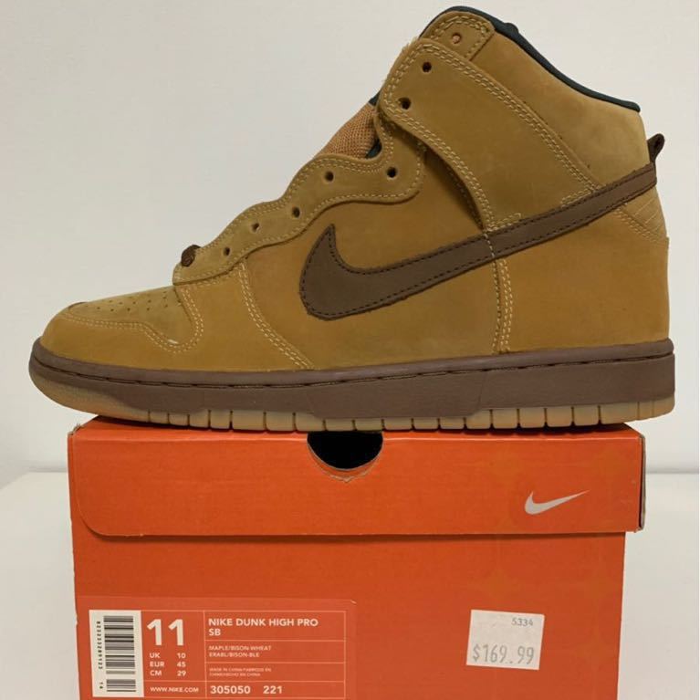 希少！レア！デッドストック！NIKE DUNK HIGH PRO SB WHEAT 2002 初期 