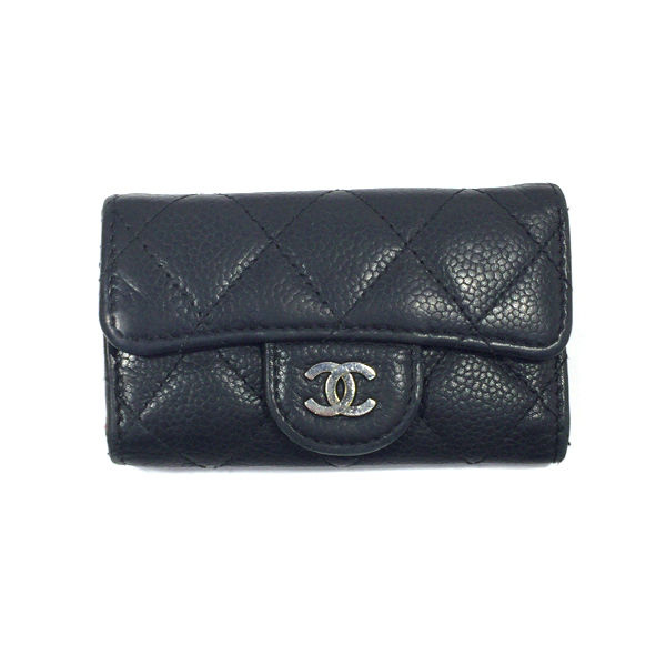 CHANEL ココマーク　キーケース 6連　黒 ラムスキン CHANEL 6連キーケース マトラッセ ブラック CHANEL ココマーク キー