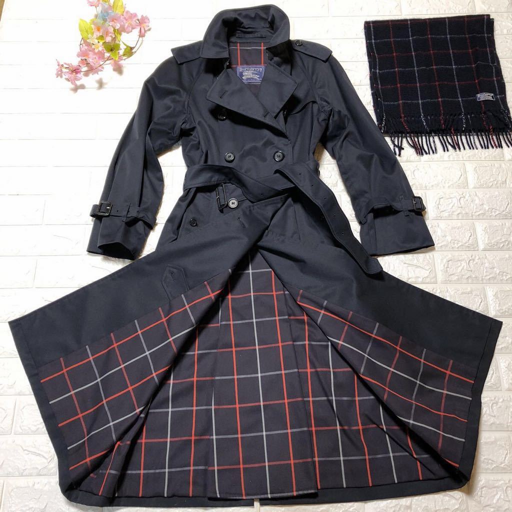 ☆極上美品/英国製！ノバチェック/色揃いマフラー付☆バーバリー