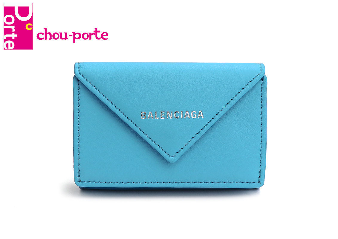  レザー　三つ折り財布 未使用品 BALENCIAGA （バレンシアガ） ペーパー ミニウォレット 新