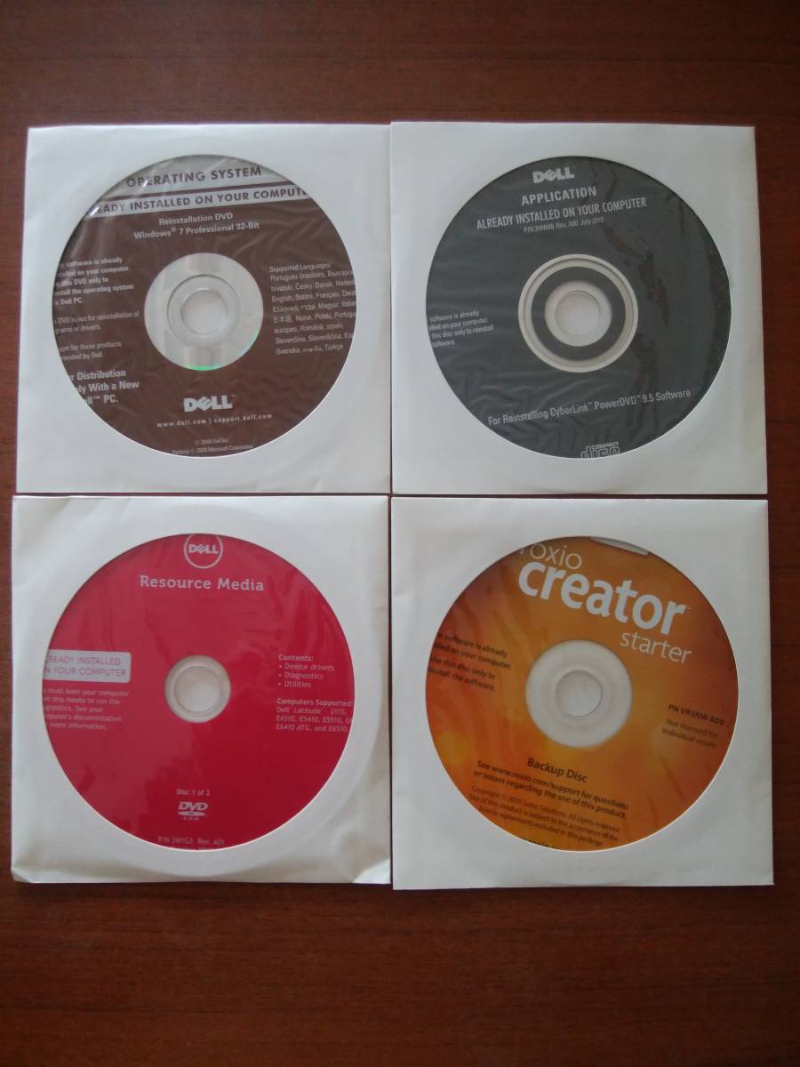 未開封品 DELL Latitude 2110 E4310 E5410 E5510 E6410 E6510用 Windows7 Pro 32-bit インストールDVD リソースDVD アプリケーションCD 2