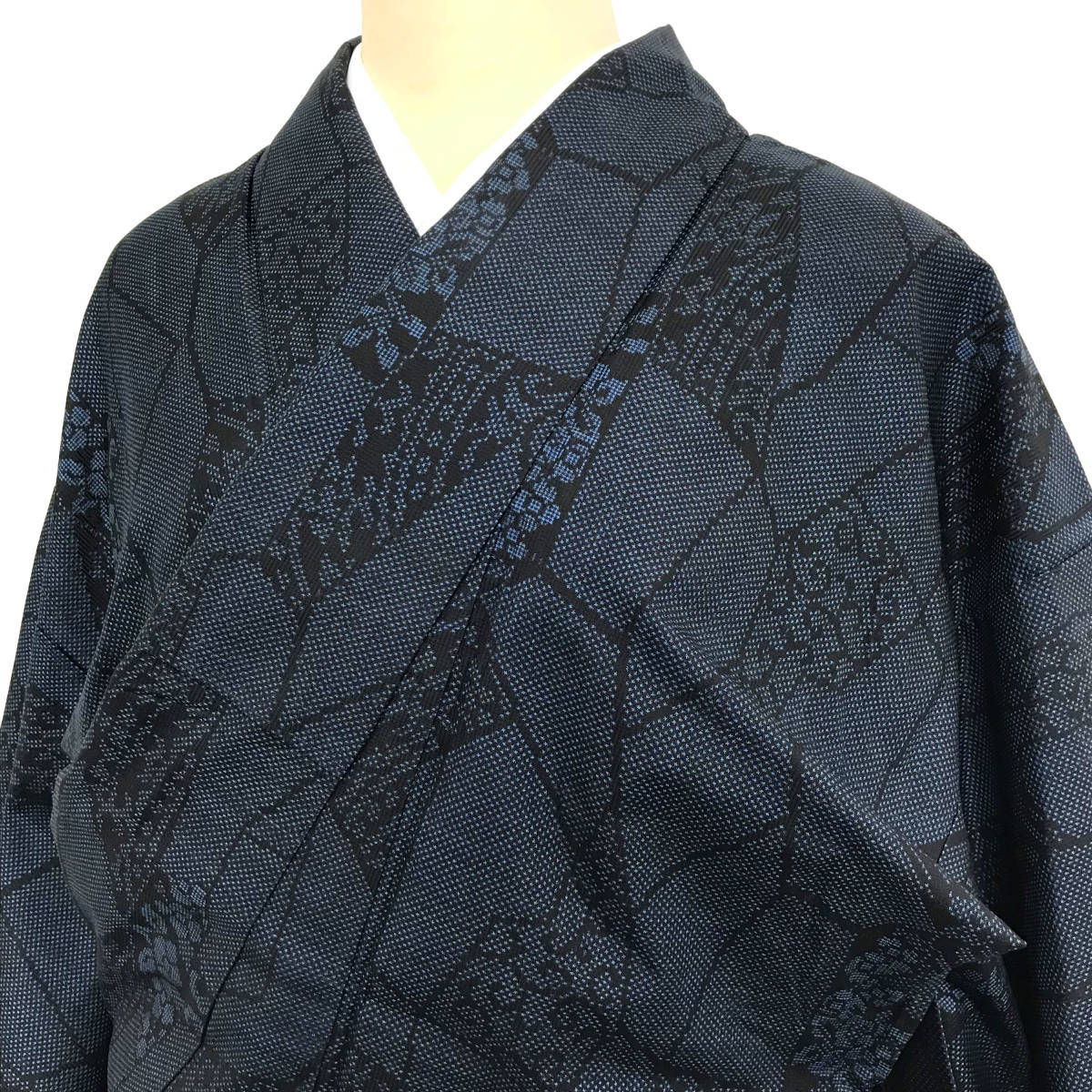 k-4743 本場大島紬 [志織屋]]本場大島紬 一元式 夏用単衣 藍染