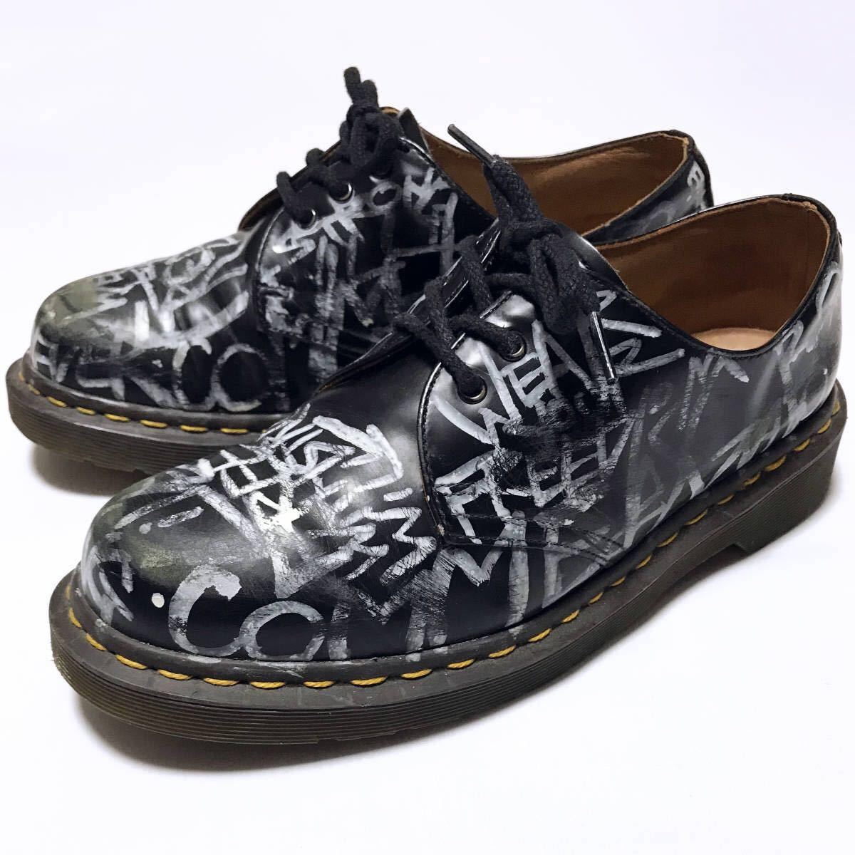 青山限定 Dr.Martens ペイント ダメージ加工 3ホールシューズ 