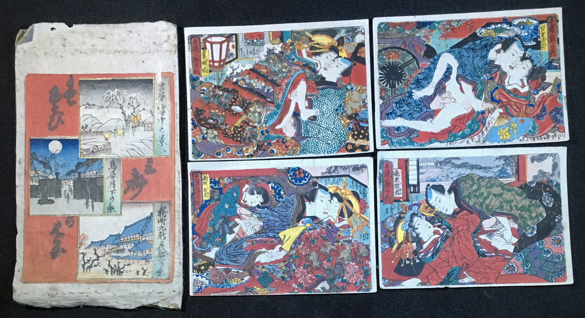 全国無料，セール 春画 色遊三都の花 彩色木版画4景 タトウ 江戸 吉原/京都 島原/大阪 新町 浮世絵/遊女 花魁 遊郭 色街/春本(木版画)｜売買されたオークション情報、yahooの商品情報をアーカイブ公開 - オーク 木版画