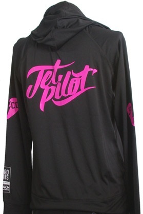 【特価!!】 JETPILOT Ladies RASH HOODIE JJ15620 フード付きラッシュガード サイズL ブラックピンク_2