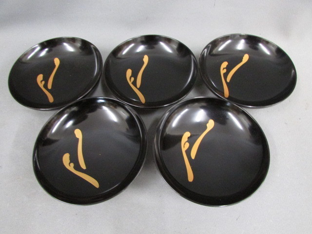 古輪島塗 本金蒔絵 吸物椀 五客】時代物 懐石茶道具 木製本漆塗