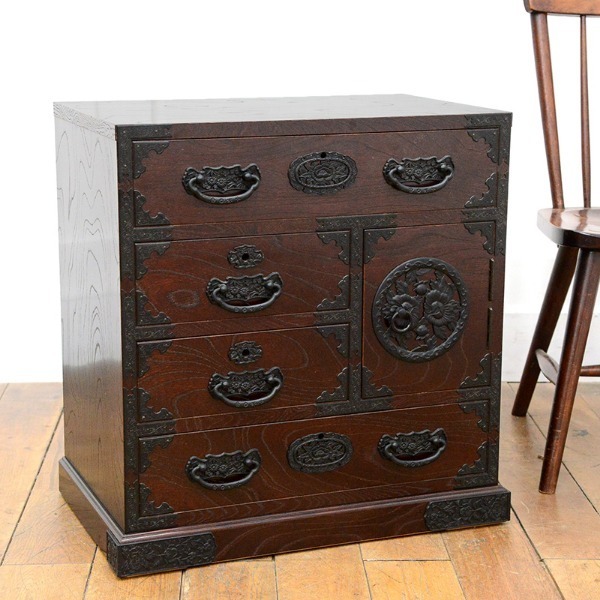 IZ34784I☆仙台箪笥様式 高級 厚手 鉄金具 欅 桐 整理箪笥 整理タンス