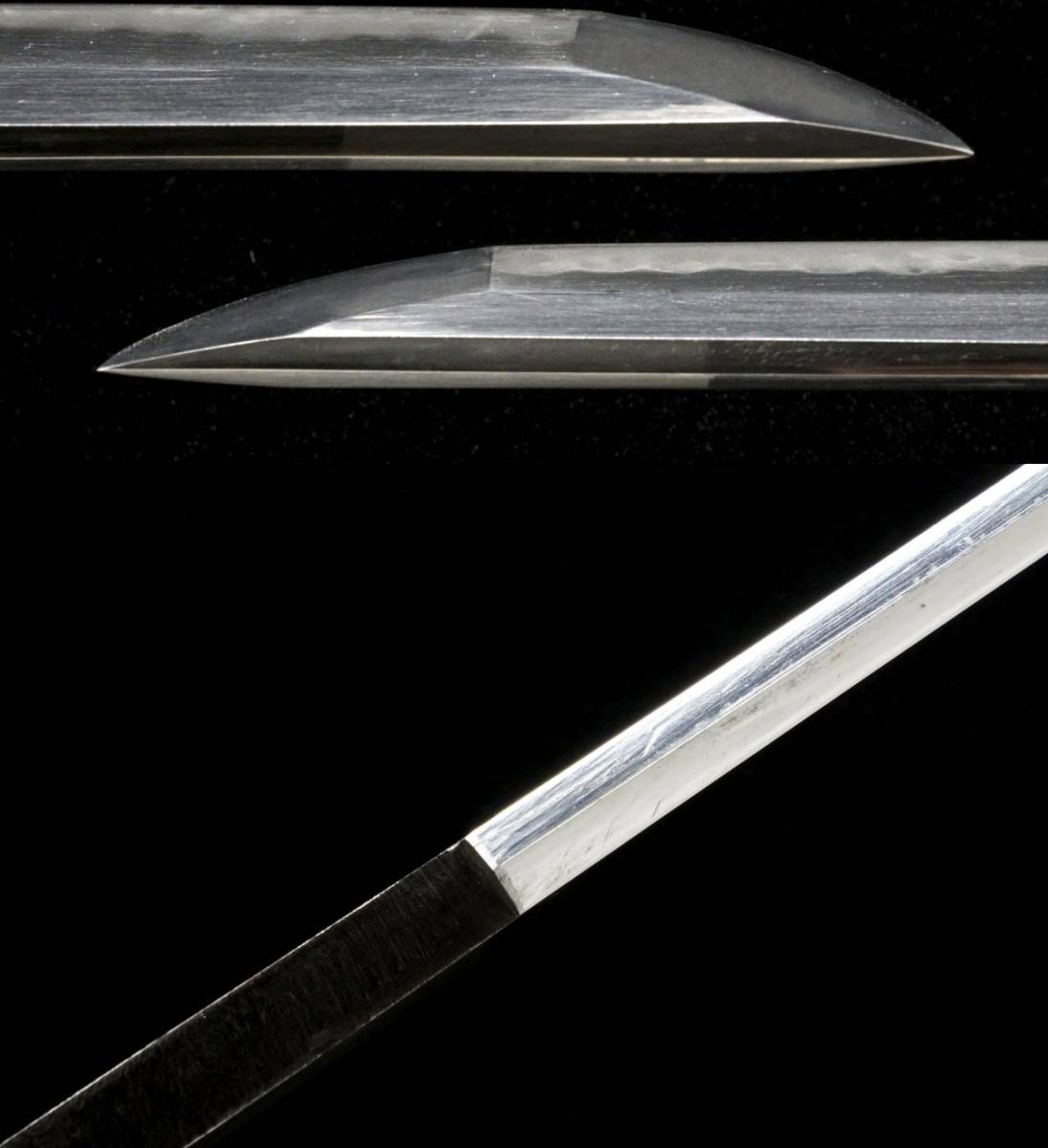 福岡一文字 山鳥毛のような重花丁子乱の刃紋　大摺上無銘 72.6cm 元幅3.18cm　黒蝋塗鞘打刀拵附