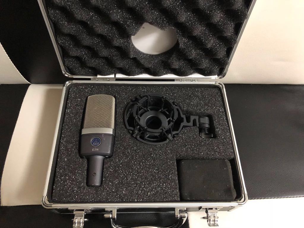 AKG C214 コンデンサーマイク 純正ケース付 ほぼ未使用 美品 コンデンサーマイク AKG C214 中古品 専用ケース付き C214 AKG