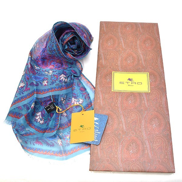 極美品 ETRO エトロ シルクストール ペイズリー 大判スカーフ 極美品