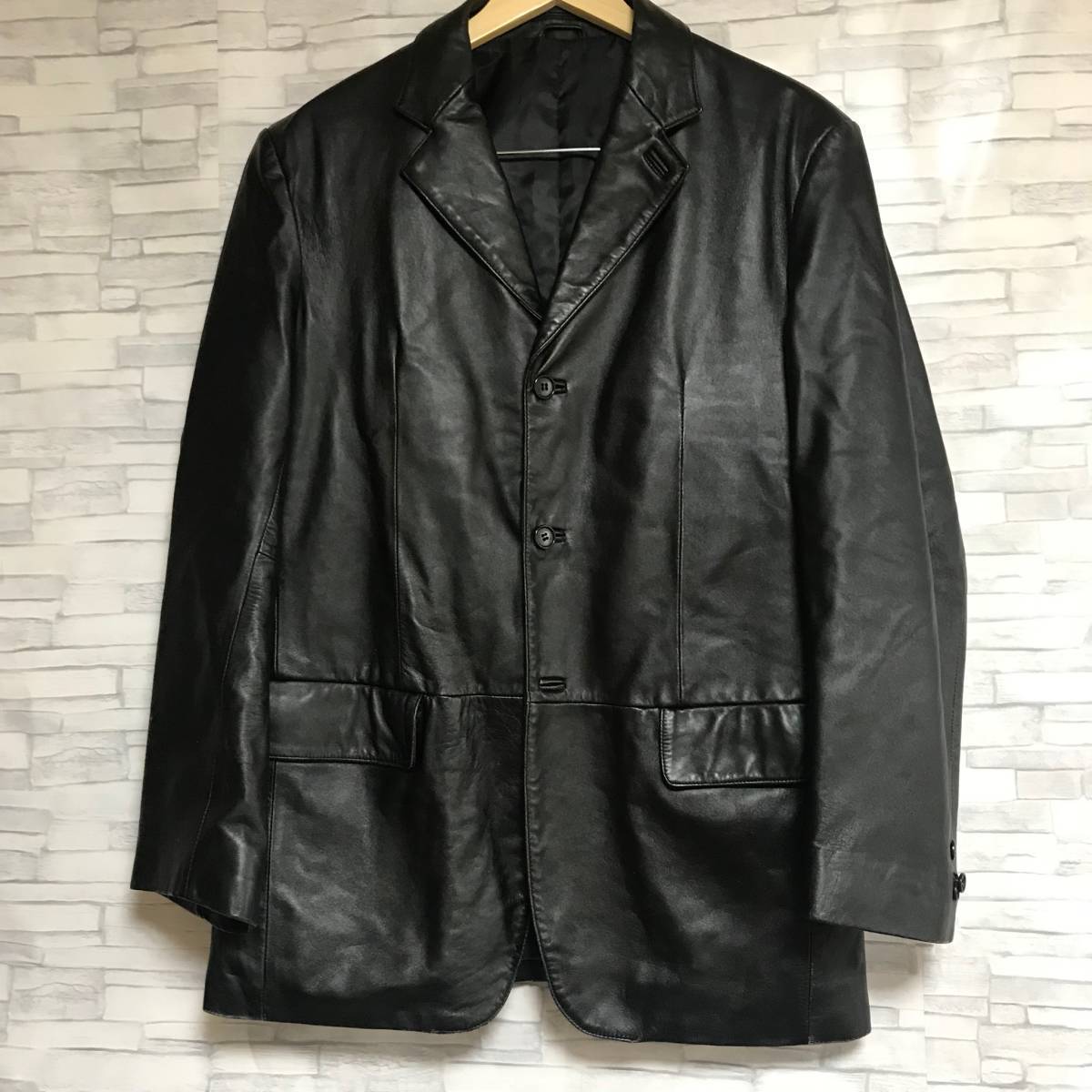 バイカ―☆羊革☆ボタン外れあり】ライダースジャケット ラムレザー