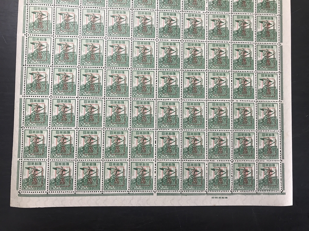 0702W09 選挙証票　農婦　産業図案切手　1948.12.3　2円100面シート　未使用