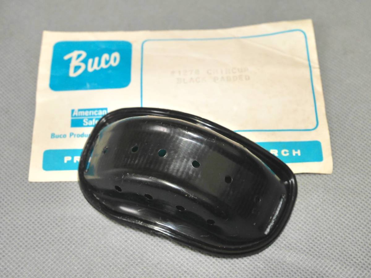 超レア ブコ bucoビンテージ本革イアパット 本革ストラップ 58-60cm ② 60'S BUCO 純正 黒 ビンテージ チンカップ チンガード チンパッド