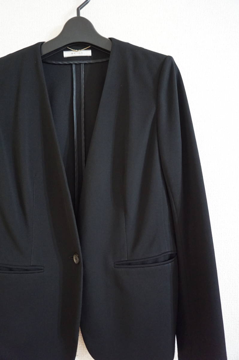 美品 BEIGE ベイジ ノーカラージャケット 黒 サイズ４