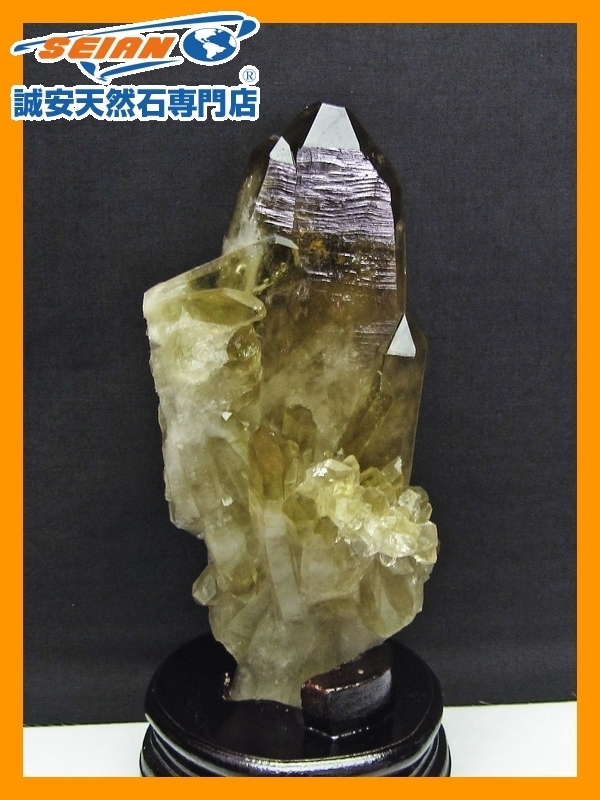 六角水晶　クラスター シトリン 天然石 黄水晶 天然 AAAA級☆天然シトリン水晶六角柱B0109