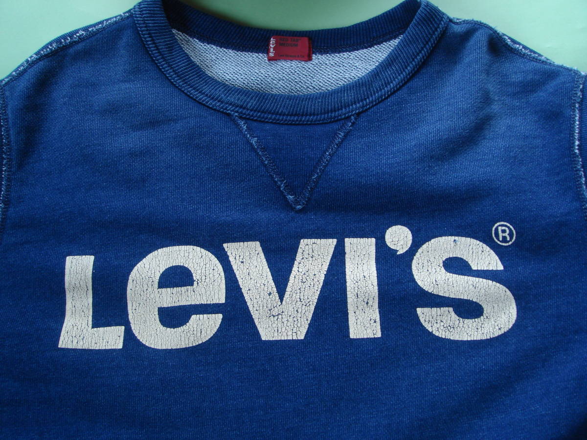 LEVI'S リーバイス　RED TAB フロントペンキロゴプリント インディゴ半袖シャツ スウェット トレーナー ヴィンテージ復刻　日本製 Red Tab