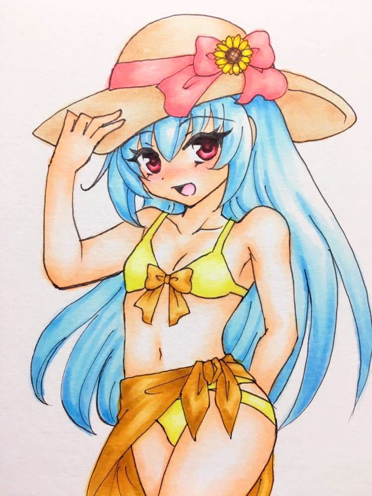 彫元彫伍 ☆ ハガキ 水着の似合う男の娘 夏 バカンス オリジナル
