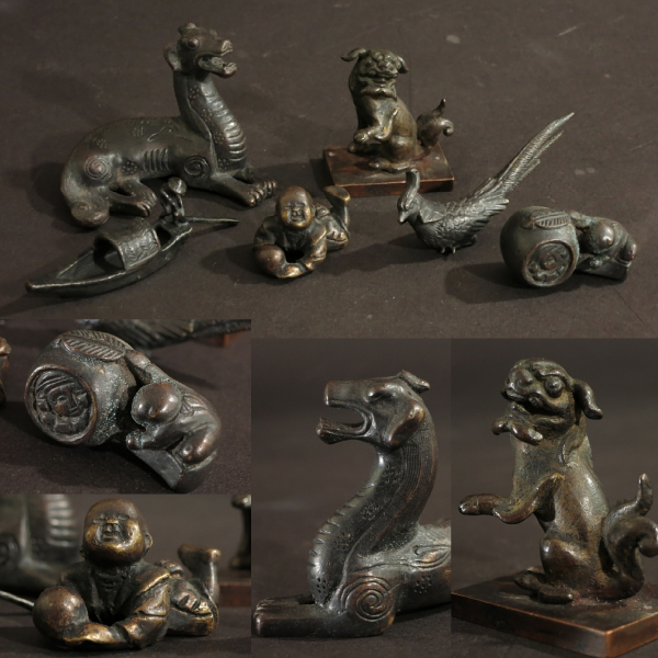美術品・アンティーク・コレクション 彫刻 獅子 書斎 文鎮筆置き 家具