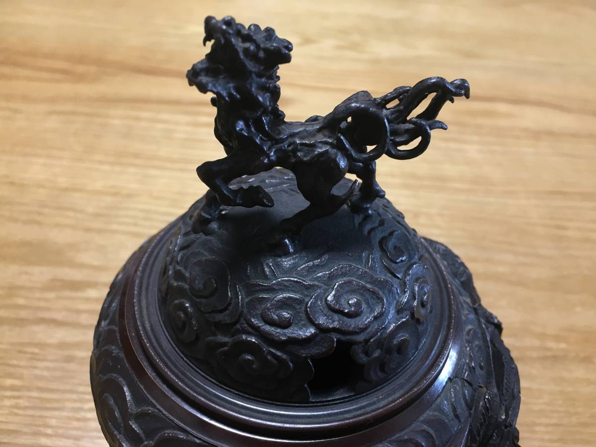 ☆ 獅子 龍 香炉 仏具 ☆ 開運 龍 龍神 龍&獅子香炉 ブロンズ製