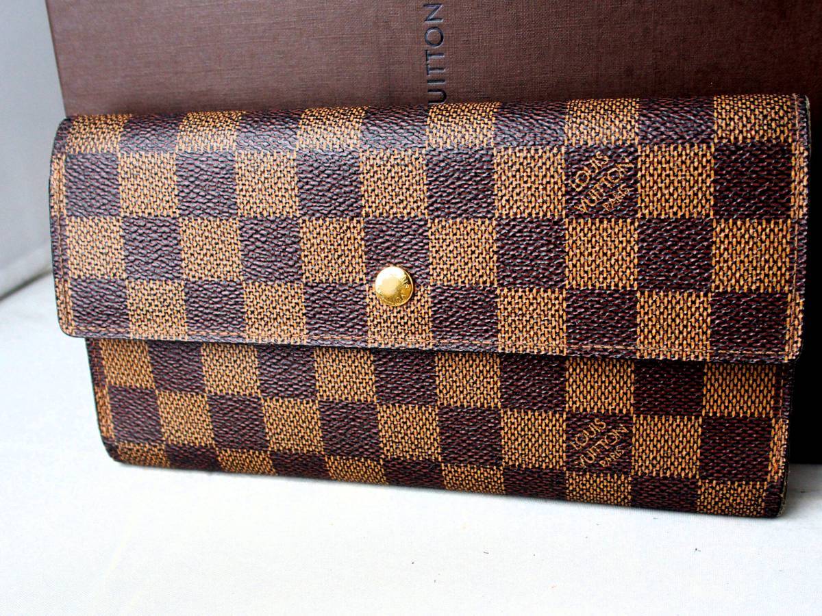 ルイヴィトン VUITTON ダミエ 3つ折り長財布 □良品！ベタ＆ハガレ無し 