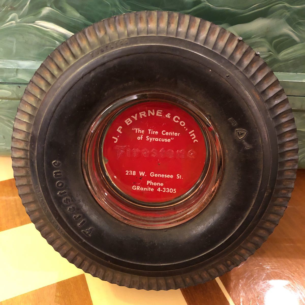 1940～1950s Firestone 灰皿 管50 デラックスチャンピオンタイヤ