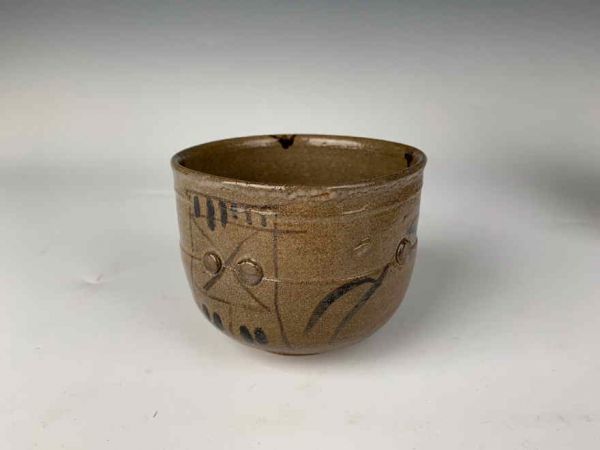 コレクターより一括】唐津焼 草文様茶碗 箱有 茶道具 煎茶 d150 和