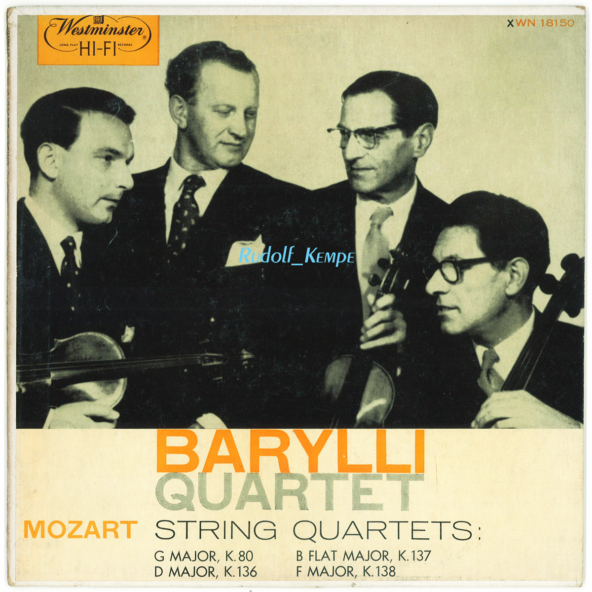 米Westmister XWN18150　モーツァルト「弦楽四重奏曲K.136/8」　バリリ四重奏団