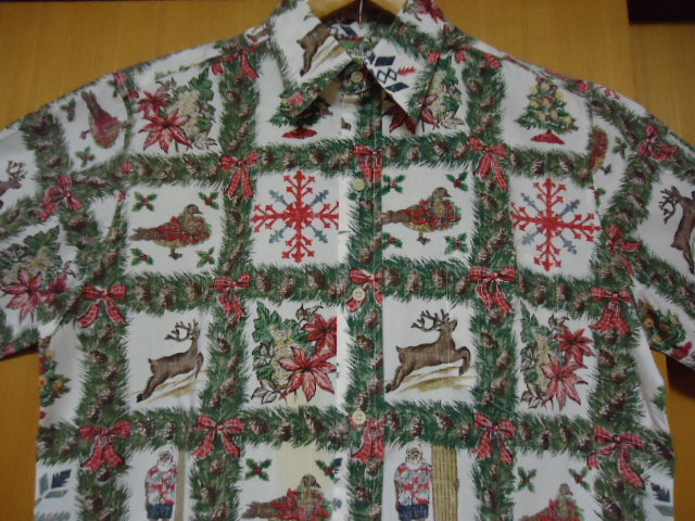 即決　ハワイ　reyn spooner　レインスプーナー　アロハシャツ　クリスマス柄　Ｍ　2001年　限定物　②