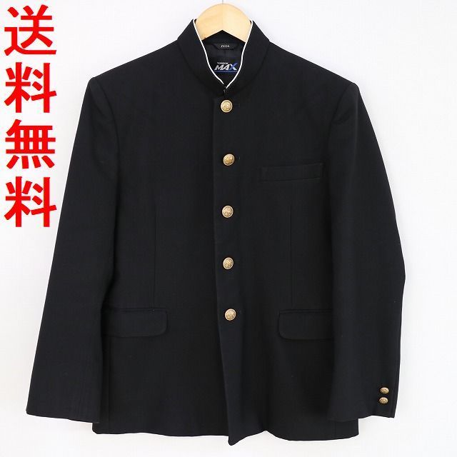 学生服 学ラン 165A 男子 トンボ 上着 丸洗い可 ウール混 標準型学生服 ラウンドカラー カシドス 黒 中古 ランクC a3 JJ640