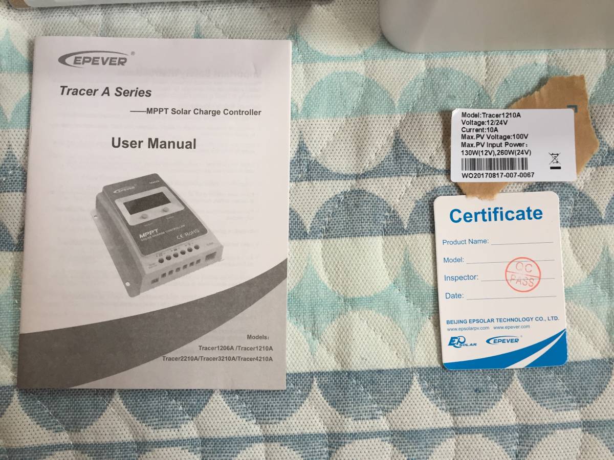MPPT 10A チャージコントローラー Tracer1210AN 12V 24V : 自動認識