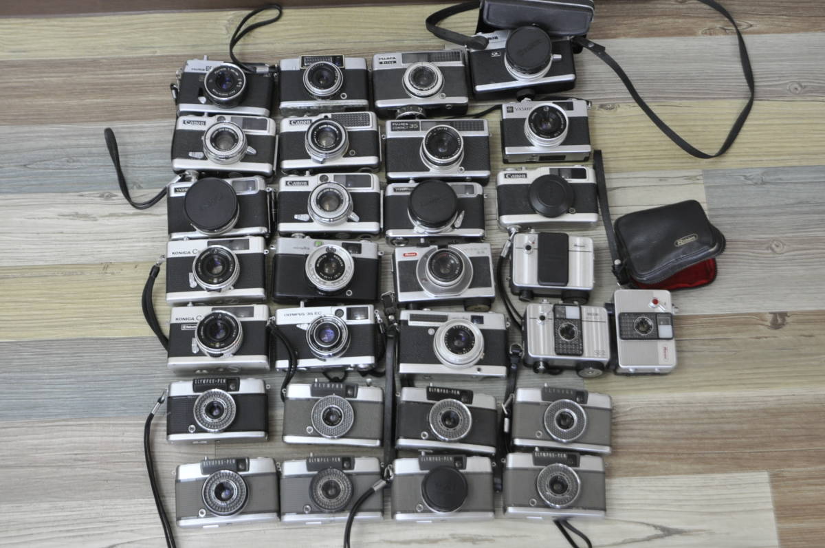 ① コンパクトフィルムカメラ まとめ 金属系 Olympus-pen EE FUJICA