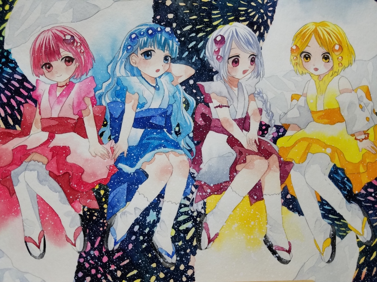 オリジナル 手描きイラスト 女の子 少女 かき氷擬人化 イチゴ ブルーハワイ みぞれ レモン B5 手描きイラスト 売買されたオークション情報 Yahooの商品情報をアーカイブ公開 オークファン Aucfan Com