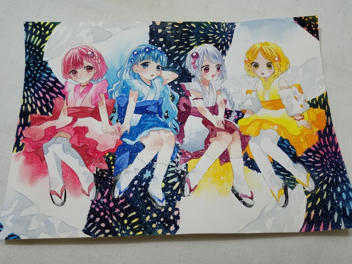 オリジナル 手描きイラスト 女の子 少女 かき氷擬人化 イチゴ ブルーハワイ みぞれ レモン B5 手描きイラスト 売買されたオークション情報 Yahooの商品情報をアーカイブ公開 オークファン Aucfan Com