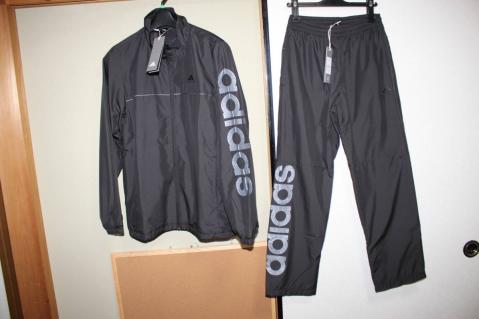 未使用アディダスadidas　S　黒　裏地付きウインドブレーカー上下セット