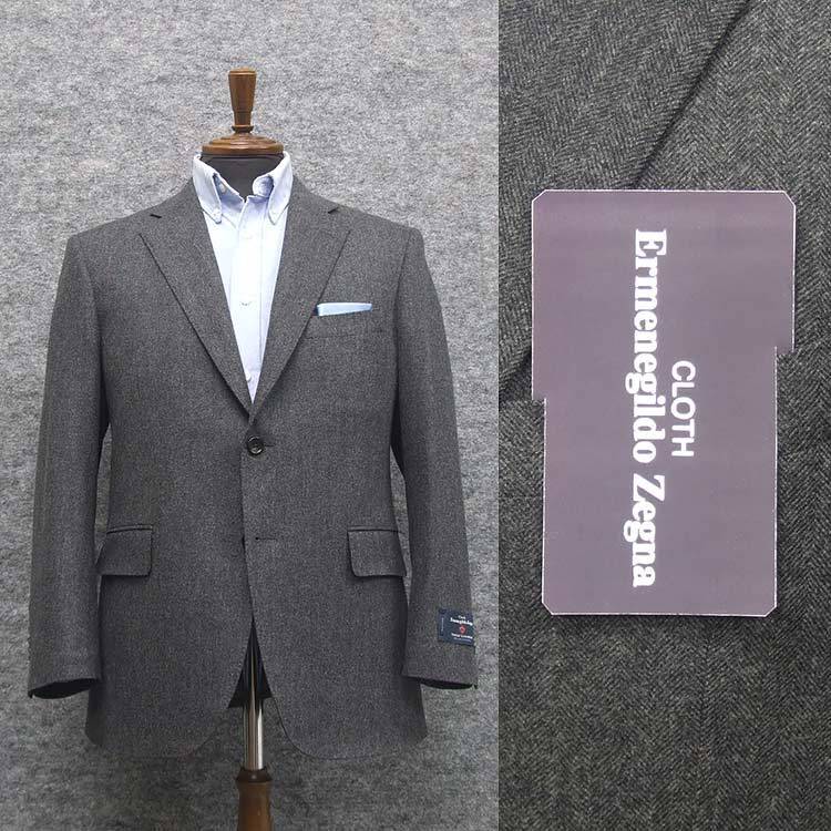 秋冬物ジャケット　[Ermenegildo Zegna]ゼニア生地 TROFEO-cashmere使用　ベーシック2釦　グレー系/杉綾　メンズ　EZJ19 ★AB 7
