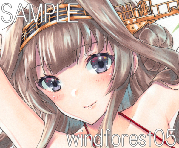 金剛》 同人手描きイラスト 《艦隊これくしょん》 艦これ 水着 A4