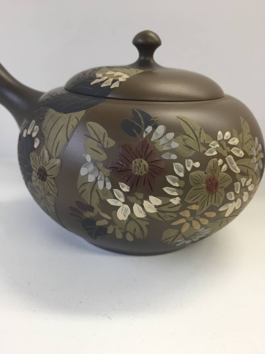 常滑焼 急須 作 伊藤昭陽 緑泥 工芸品 伊藤 伊藤昭陽作 黄土色 彩色 名工 立体浮彫 名工作 最高峰 昭陽作 の落札相場
