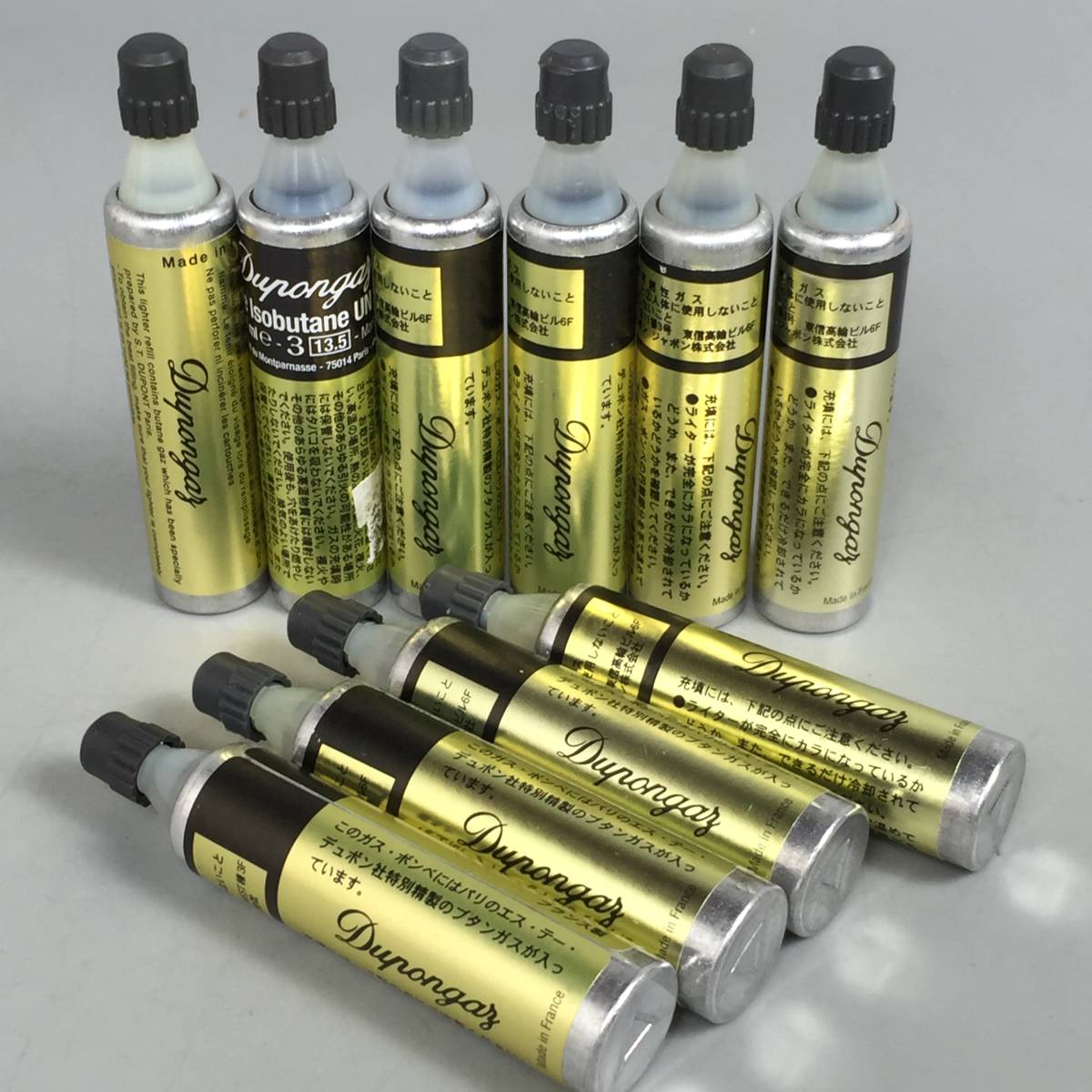 ★11319【未使用保管品】S.T.Dupont デュポン/デュポンガス/ガス/ボンベ/黄色/ゴールド/ライン2/ブタン ガス/まとめて/計10点セット　