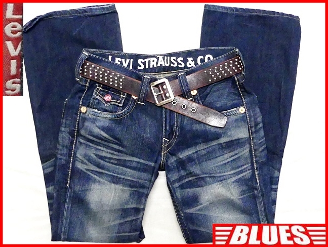 即決☆リーバイス507☆W30 ブーツカットジーンズ フラップポケット 赤