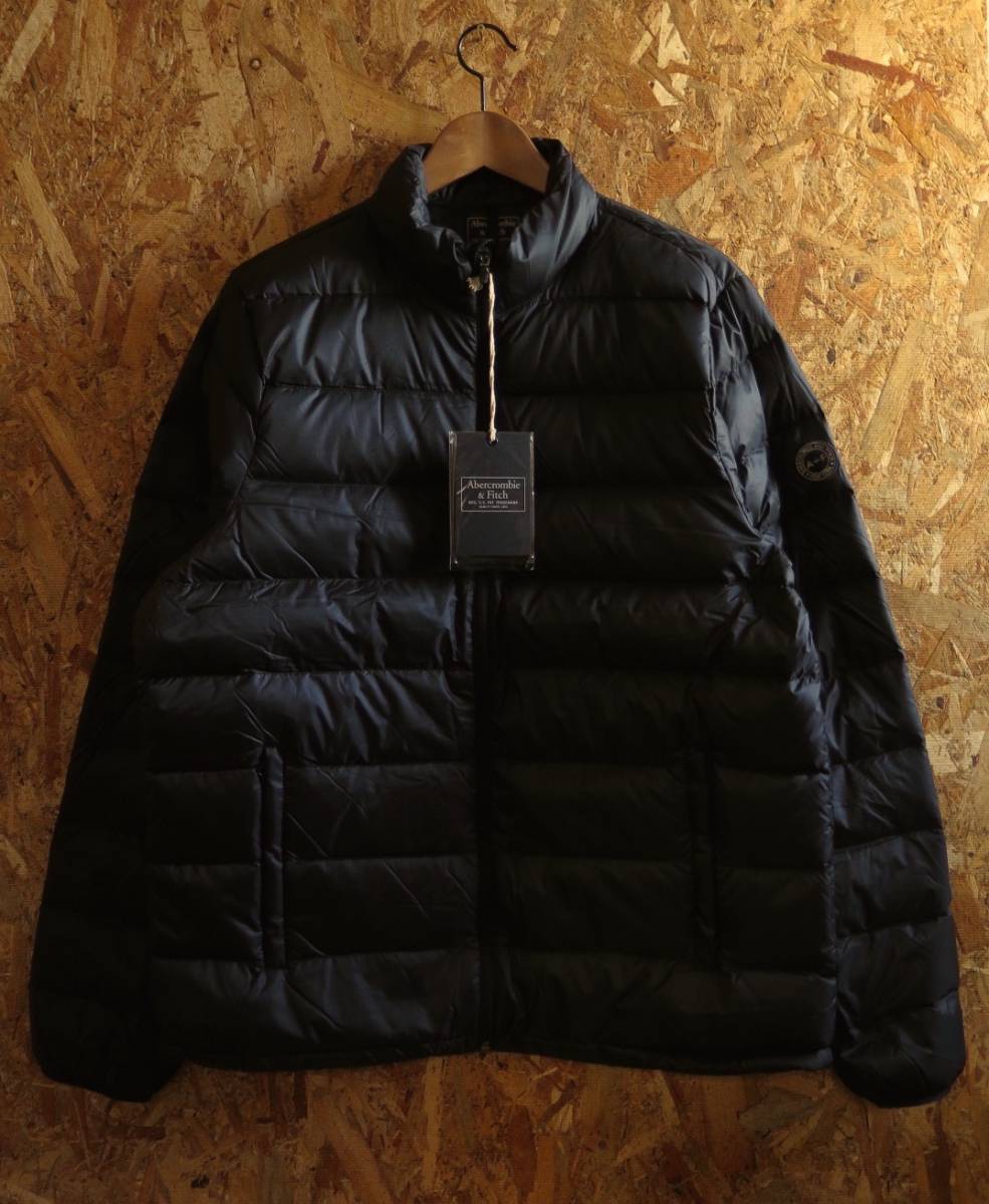 新品☆本物 Abercrombie&Fitch Light Weight Down Jacket Lサイズ BLACK/黒 アバクロ ライトウェイト ダウンジャケット LARGE BLK USA購入