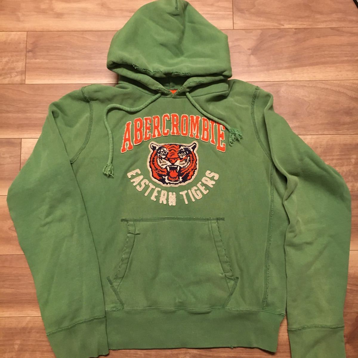 ABERCROMBIE &FITCH アバクロ初期 日本未入荷時 プルオーバー タイガーパーカー　グリーン系 サイズL A&F 程度良好！超レア！