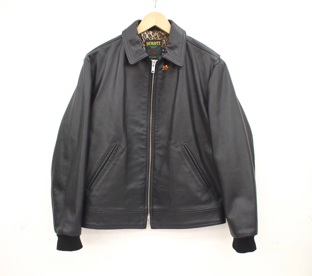 17AW Supreme × Schott シュプ ショット Leopard Lined Leather Work  