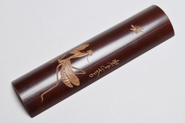 茶道具 茶合 煤竹 茶合細工彫『山水風景漢詩文』茶則・茶量・