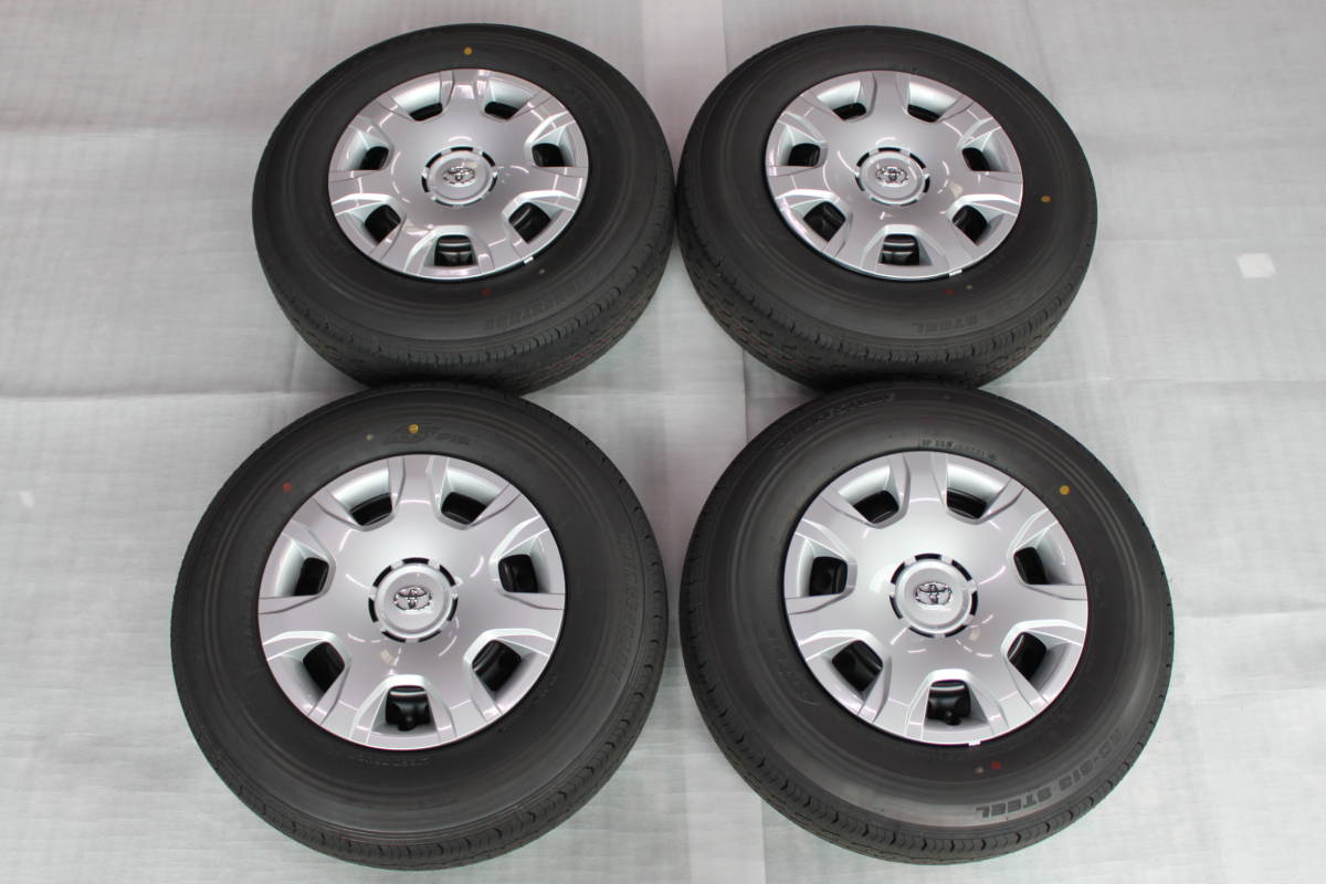 新車外し ハイエース　200系　純正　BS タイヤホイール　4本セット　キャップ付き　美品　195&frasl;80R15 107&frasl;105L LT　 2019年33週 新車外し ハイエース 200系 ＊トヨタ タイヤ RD