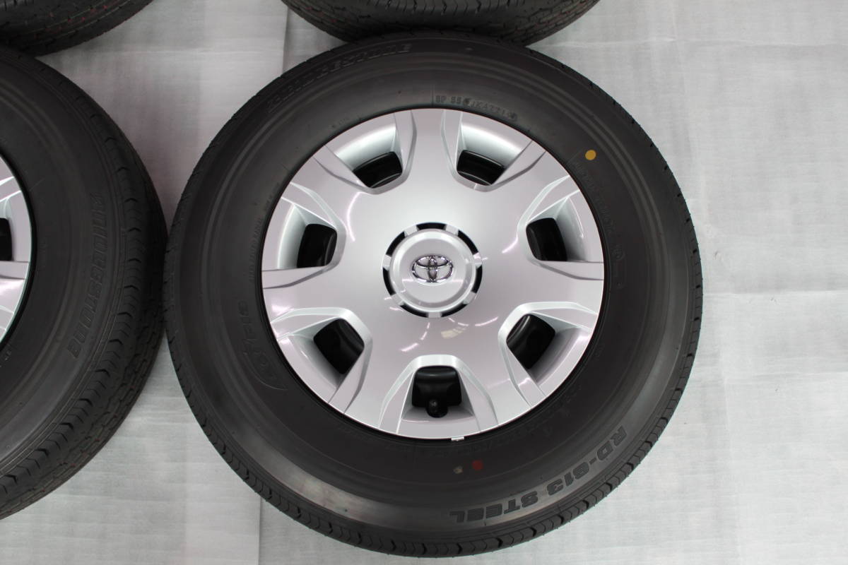 新車外し ハイエース　200系　純正　BS タイヤホイール　4本セット　キャップ付き　美品　195&frasl;80R15 107&frasl;105L LT　 2019年33週 新車外し ハイエース 200系 ＊トヨタ タイヤ RD